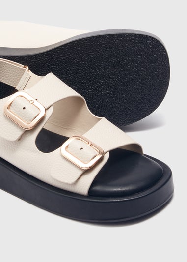Stone Double Buckle Chunky Sandals
