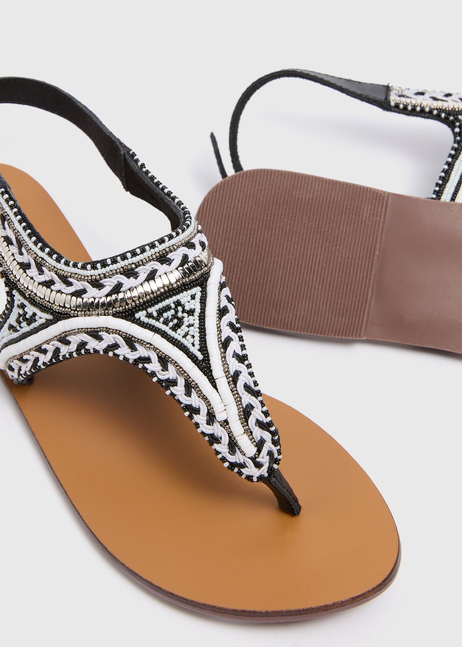 Black Leather Open Toe Sandals