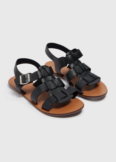 Black Gladiator Leather Sandals