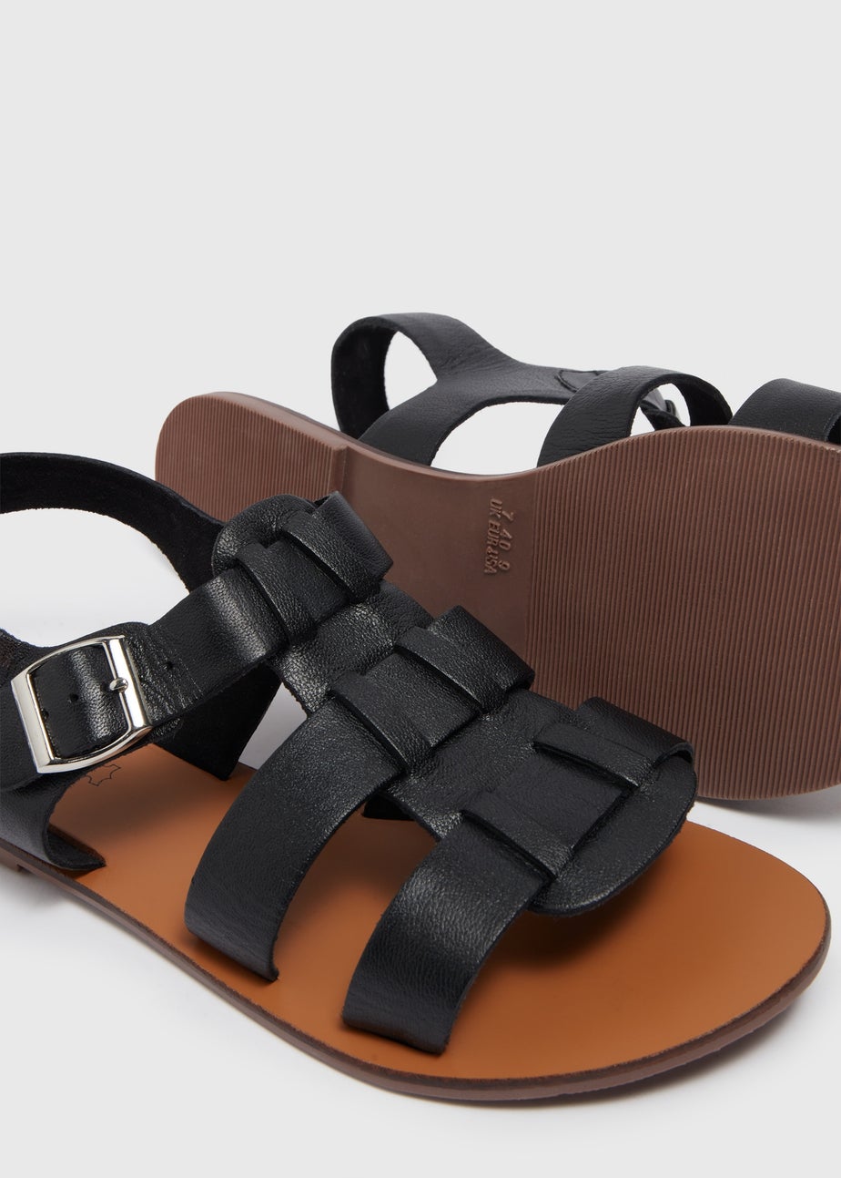 Black Gladiator Leather Sandals