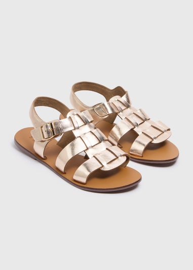 Gold Leather Gladiator Sandals