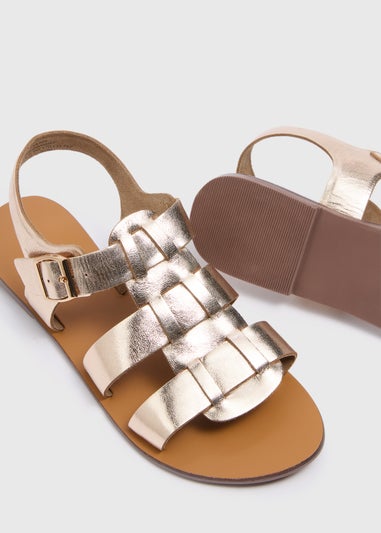 Gold Leather Gladiator Sandals