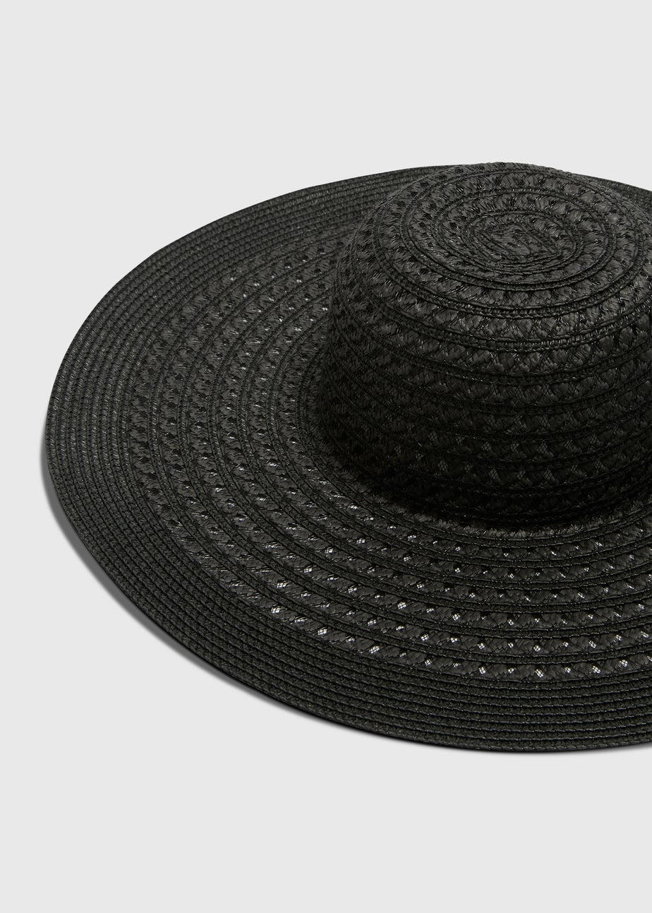 Black Straw Floppy Hat