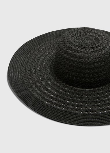 Black Straw Floppy Hat