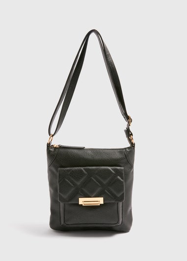 Black PU Tumbled Messenger Bag