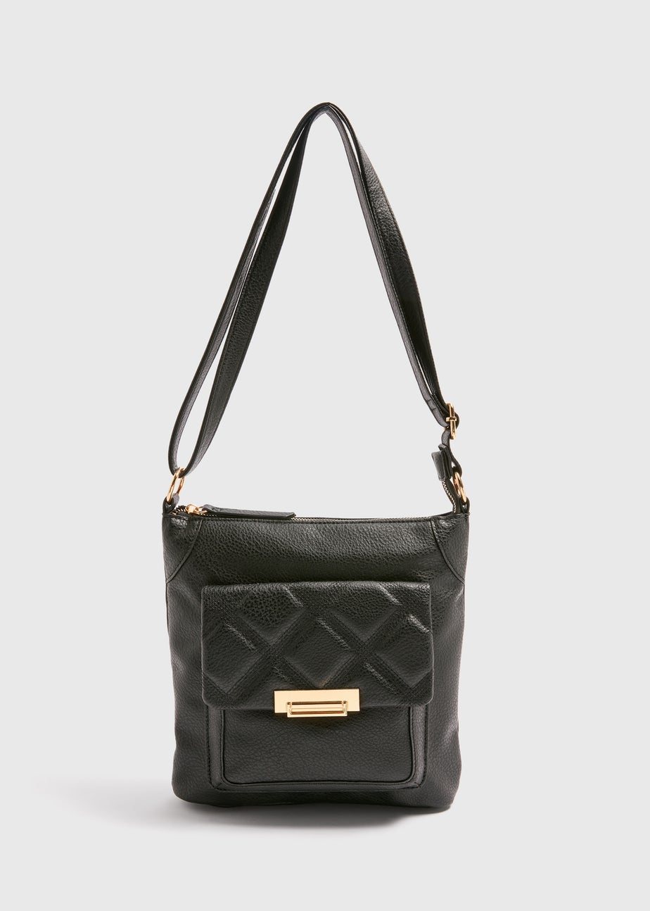 Black PU Tumbled Messenger Bag