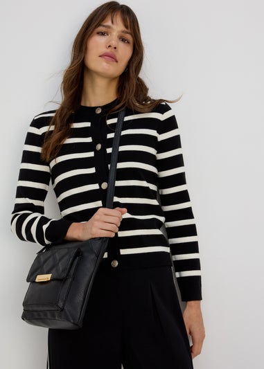 Black PU Tumbled Messenger Bag