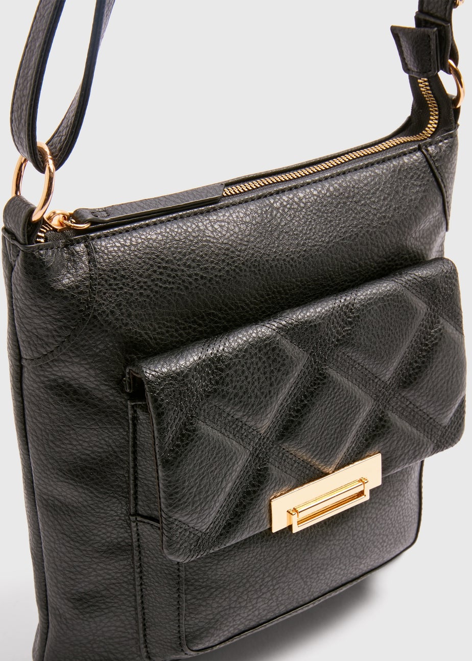 Black PU Tumbled Messenger Bag