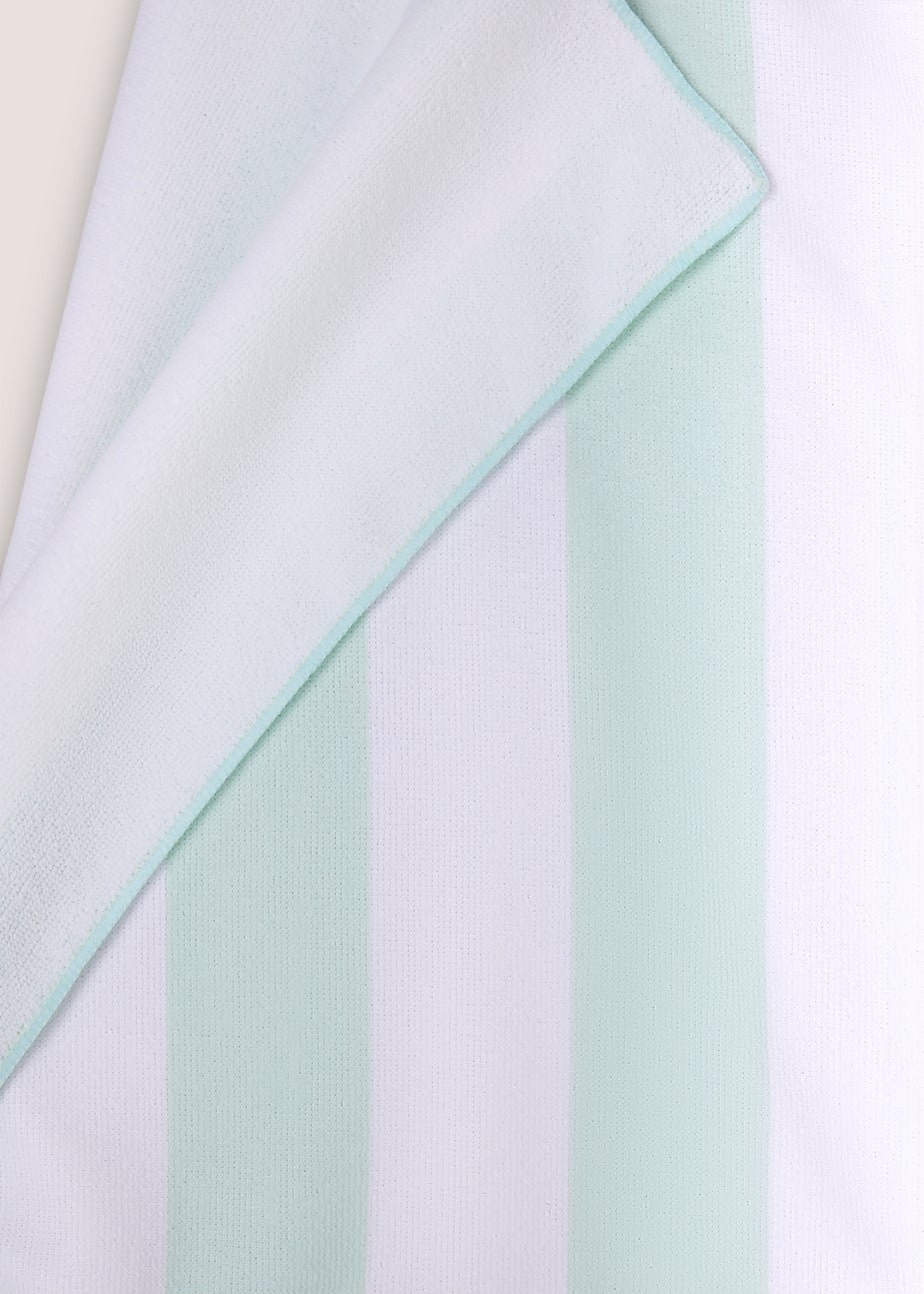 Green Stripe Microfibre Beach Towel (70cm x 140cm)