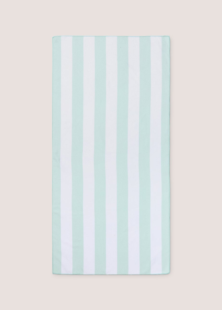 Green Stripe Microfibre Beach Towel (70cm x 140cm)