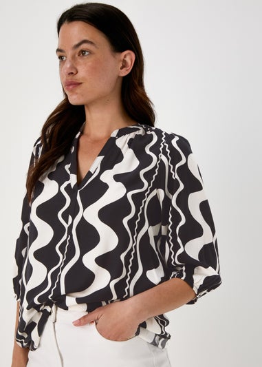 Black Swirl Viscose Popover