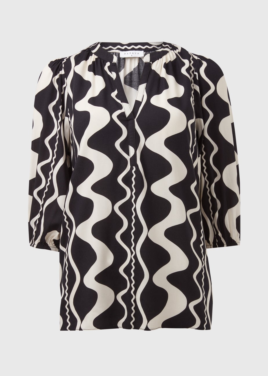 Black Swirl Viscose Popover