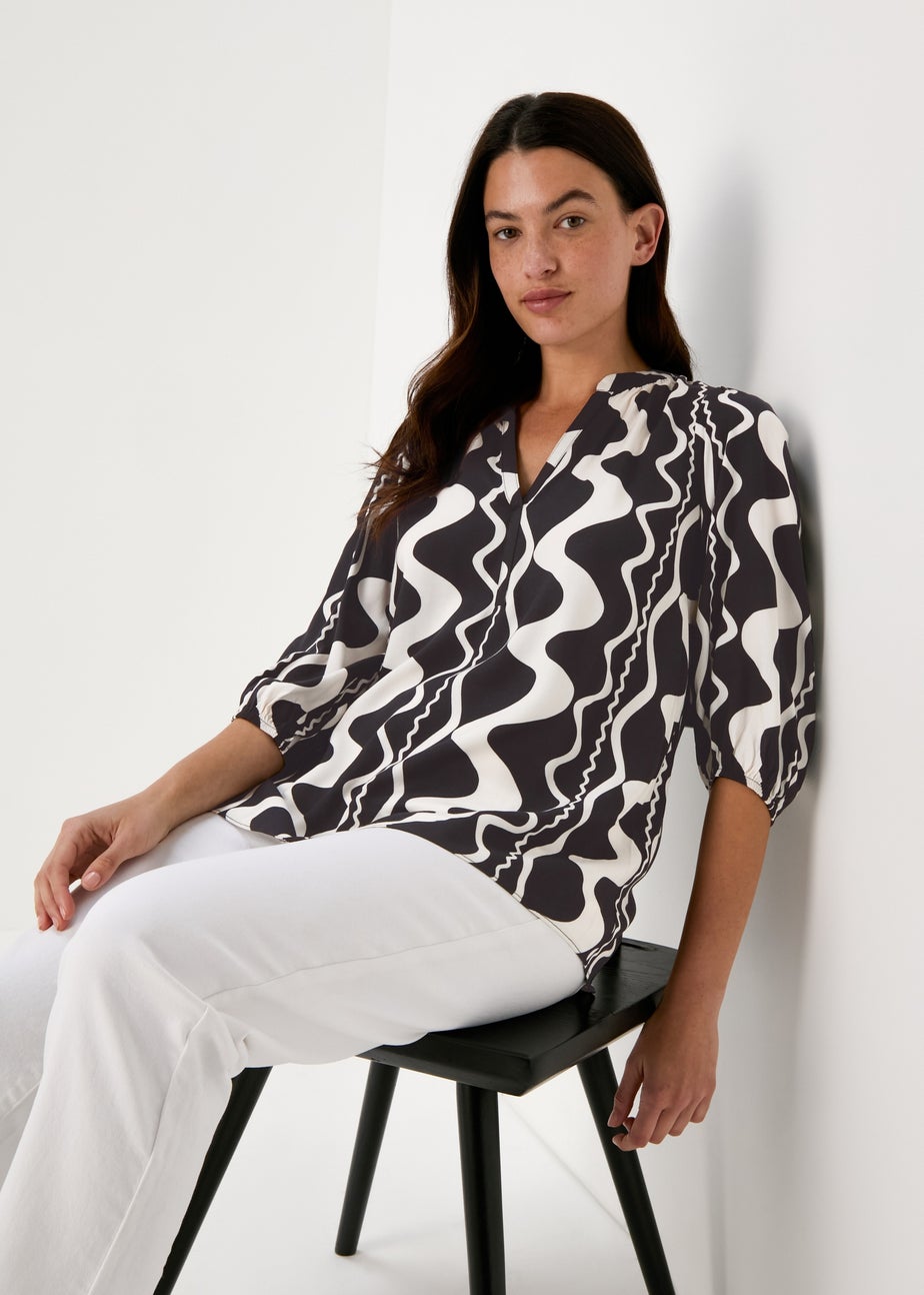 Black Swirl Viscose Popover