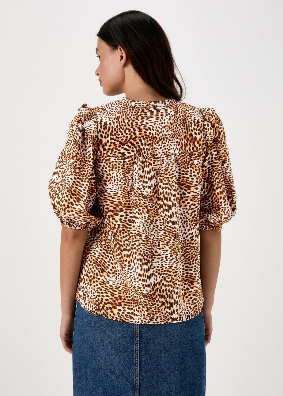 Brown Leopard Print Sheered Blouse