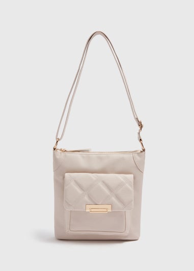 Nude PU Tumbled Messenger Bag