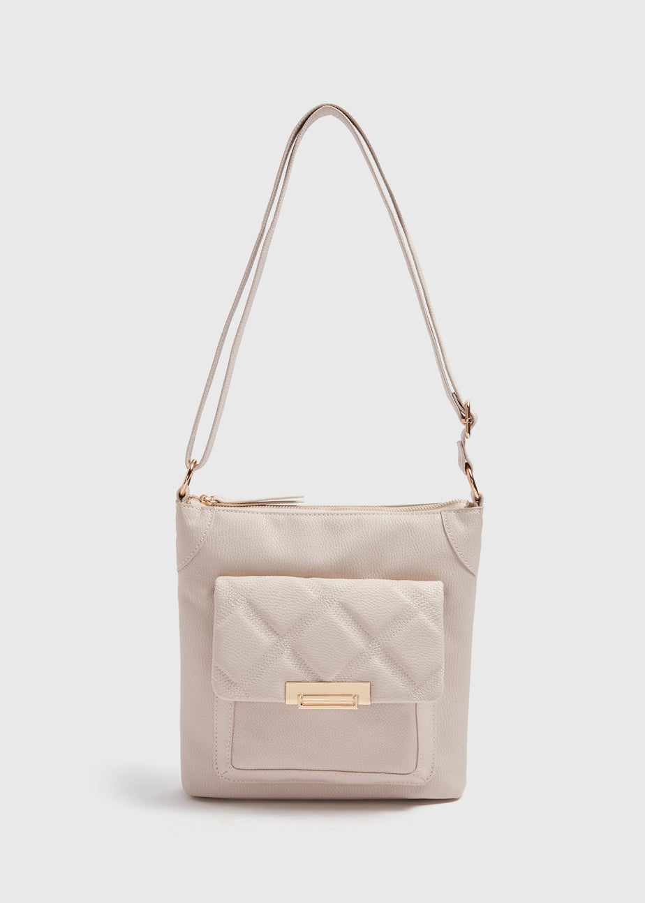 Nude PU Tumbled Messenger Bag