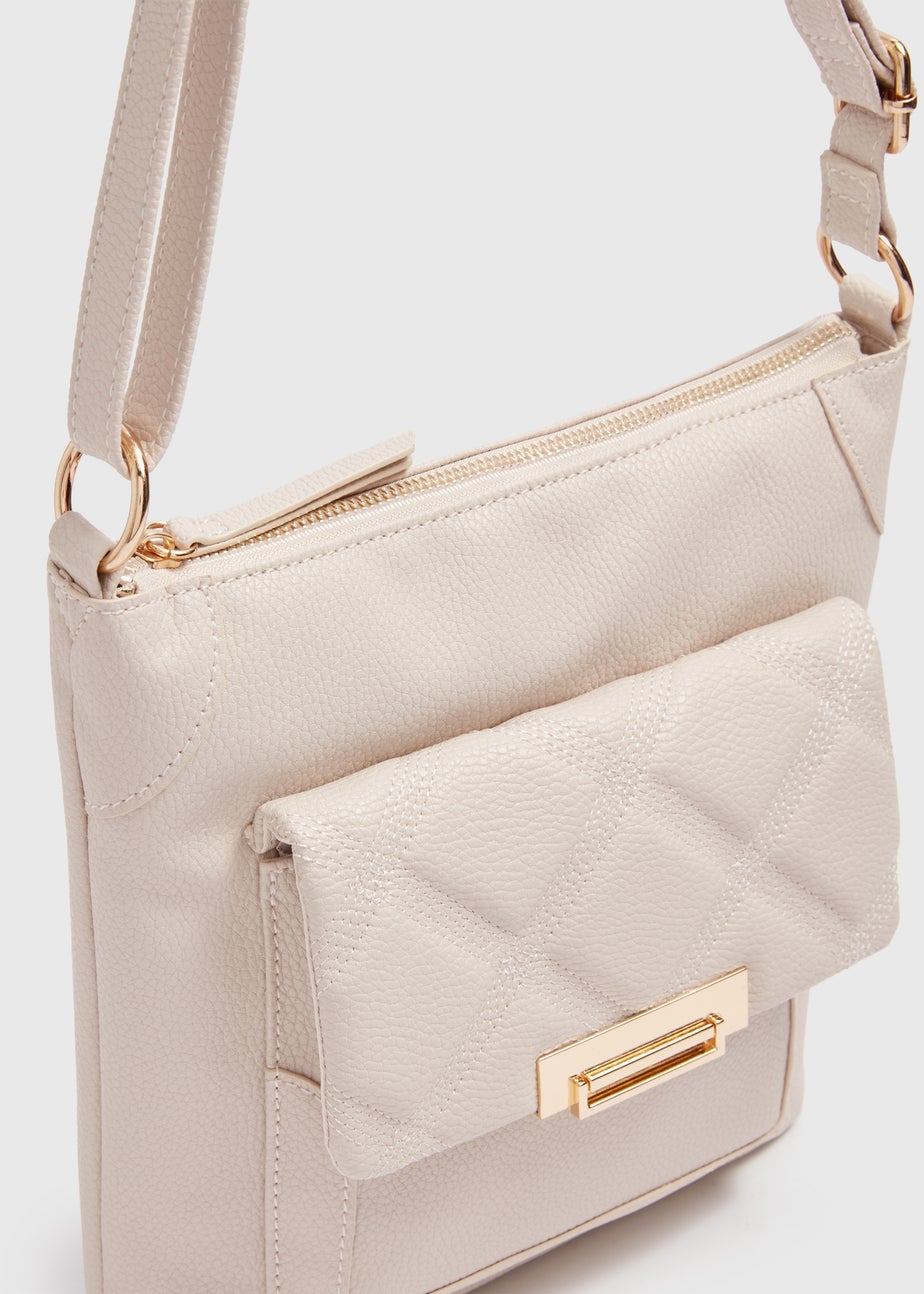 Nude PU Tumbled Messenger Bag