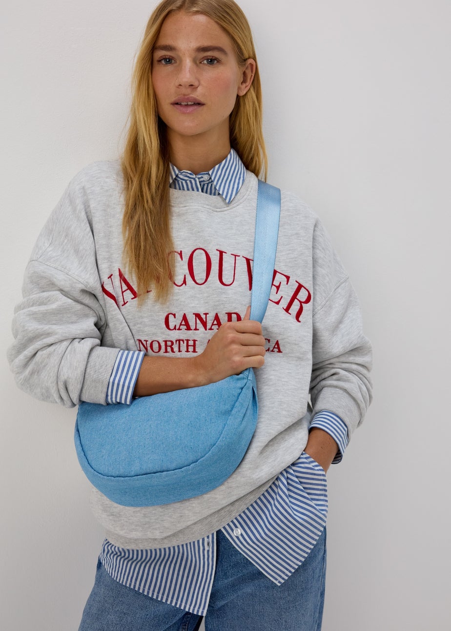 Denim Nylon Moon Bag