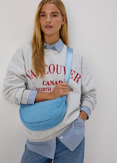 Denim Nylon Moon Bag