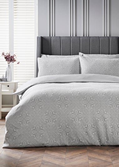 Grey Matelassé Duvet Set