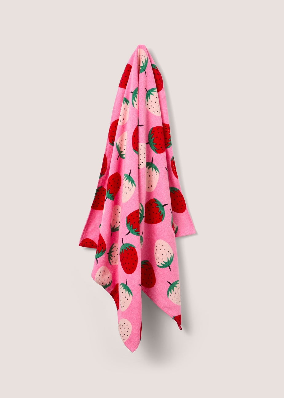 Beach Pink Strawberry Print Towel (140cm x 70cm)
