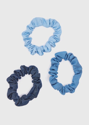 6 Pack Blue Denim Scrunchy