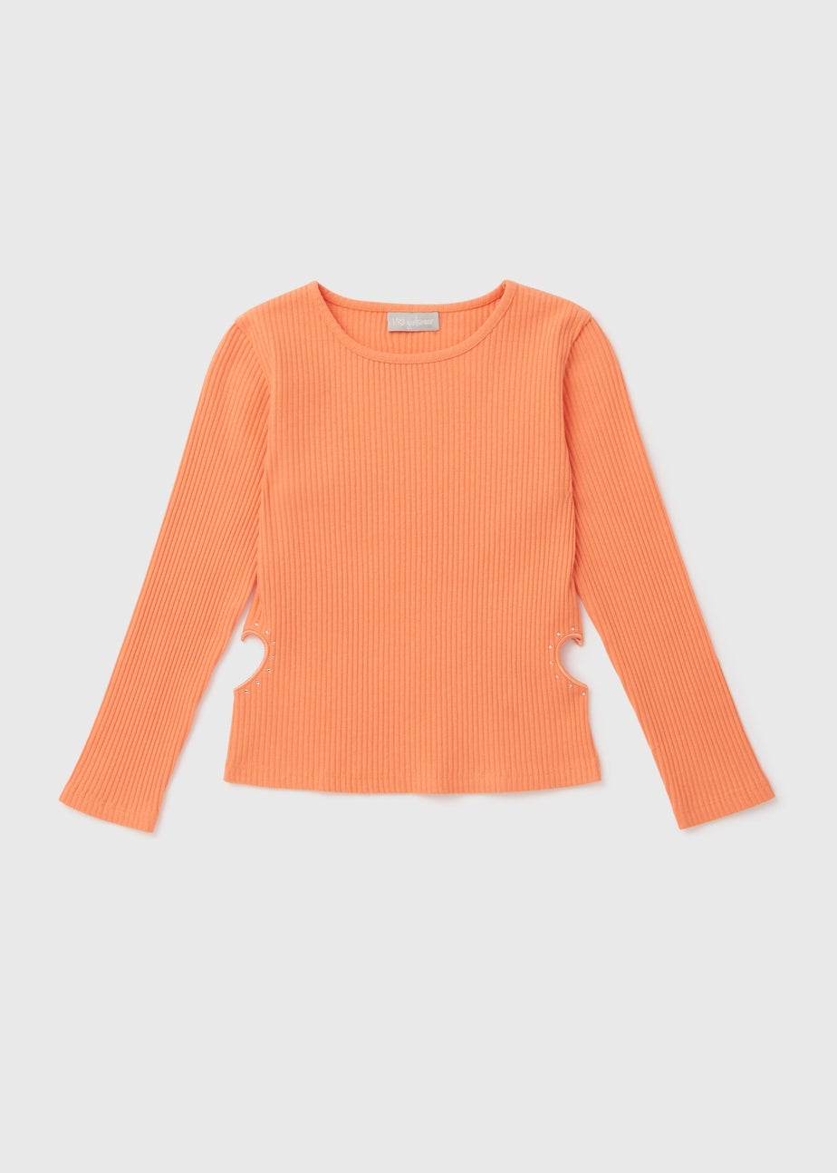 Girls Orange Ribbed Top (7-15yrs)
