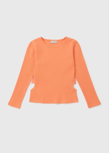 Girls Orange Ribbed Top (7-15yrs)
