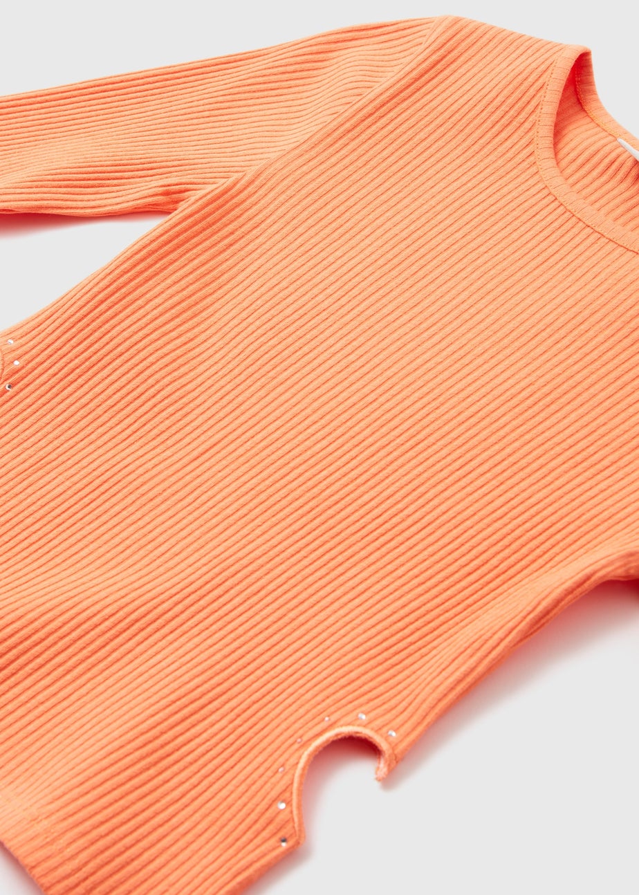 Girls Orange Ribbed Top (7-15yrs)