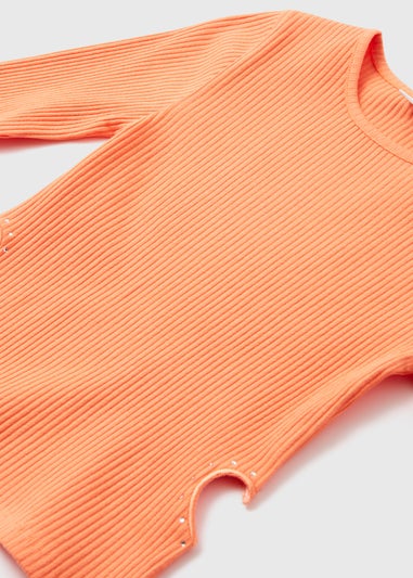 Girls Orange Ribbed Top (7-15yrs)