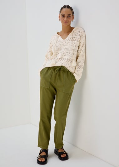 Cream Tie Front Stitch Jumper