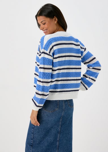 Ivory Stripe Pointelle Stitch Cardigan