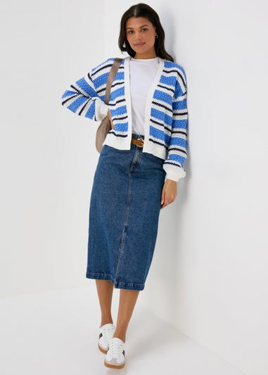 Ivory Stripe Pointelle Stitch Cardigan