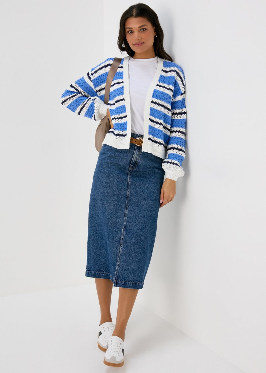 Ivory Stripe Pointelle Stitch Cardigan