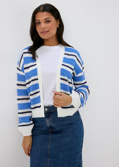 Ivory Stripe Pointelle Stitch Cardigan
