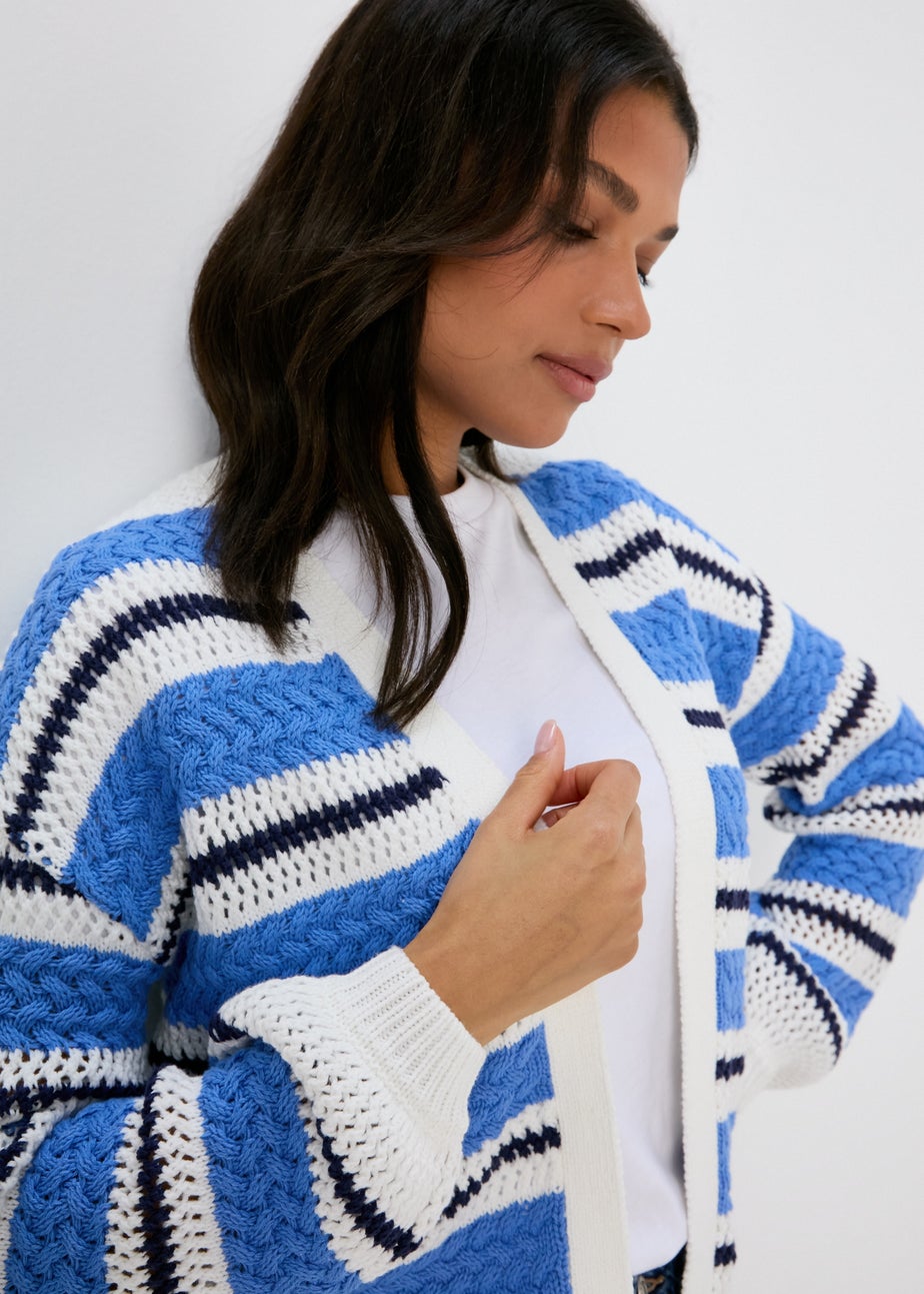 Ivory Stripe Pointelle Stitch Cardigan