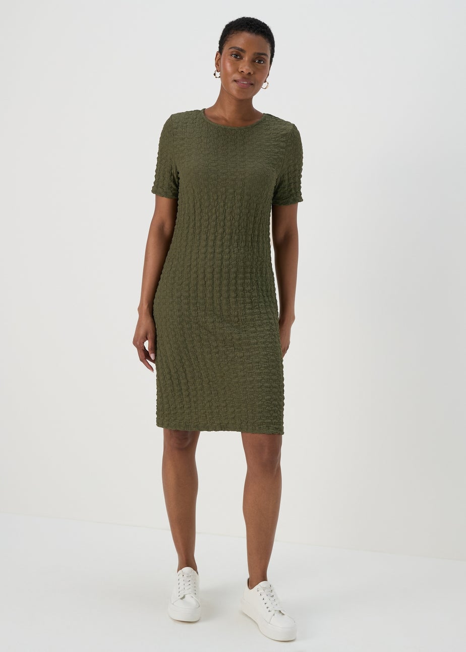 Khaki Hyper Texture Mini Dress