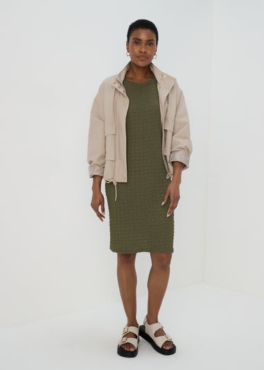 Khaki Hyper Texture Mini Dress