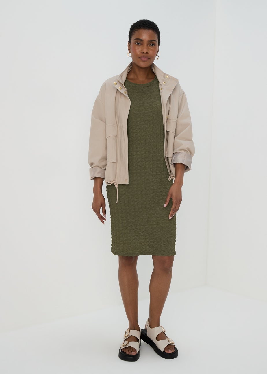 Khaki Hyper Texture Mini Dress