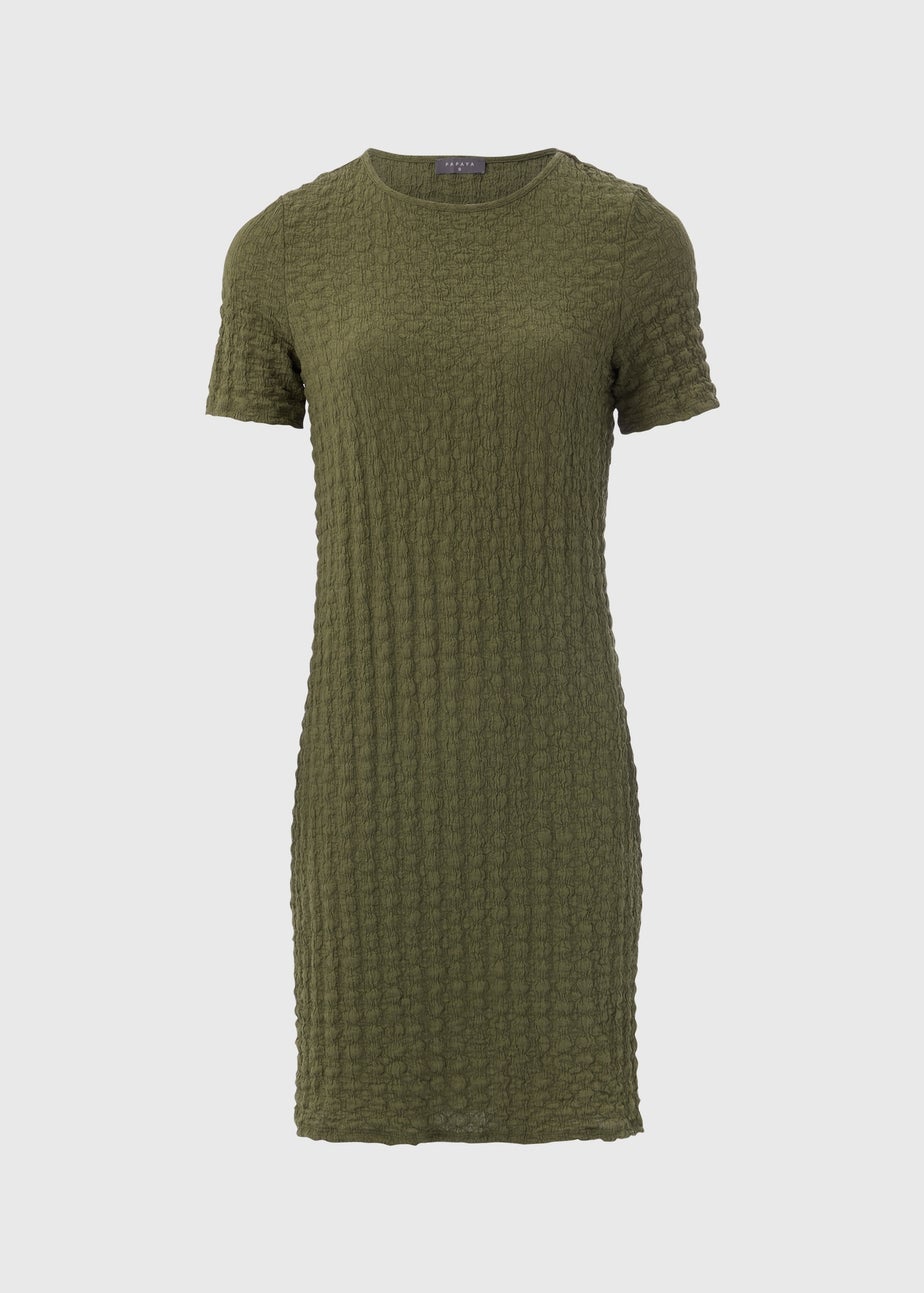 Khaki Hyper Texture Mini Dress