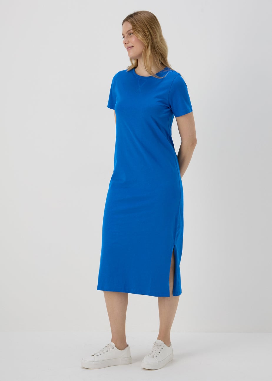 Blue Midi T-Shirt Jersey Dress