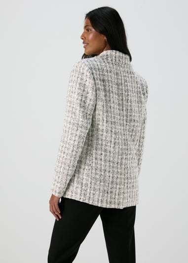Et Vous Grey & White Frayed Edge Boucle Blazer