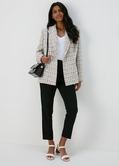 Et Vous Grey & White Frayed Edge Boucle Blazer