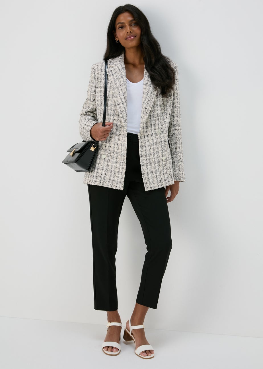 Et Vous Grey & White Frayed Edge Boucle Blazer