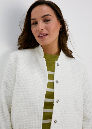 Et Vous Ivory Boucle Bomber Jacket