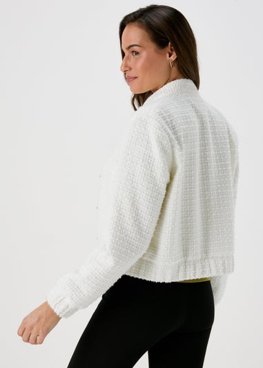 Et Vous Ivory Boucle Bomber Jacket