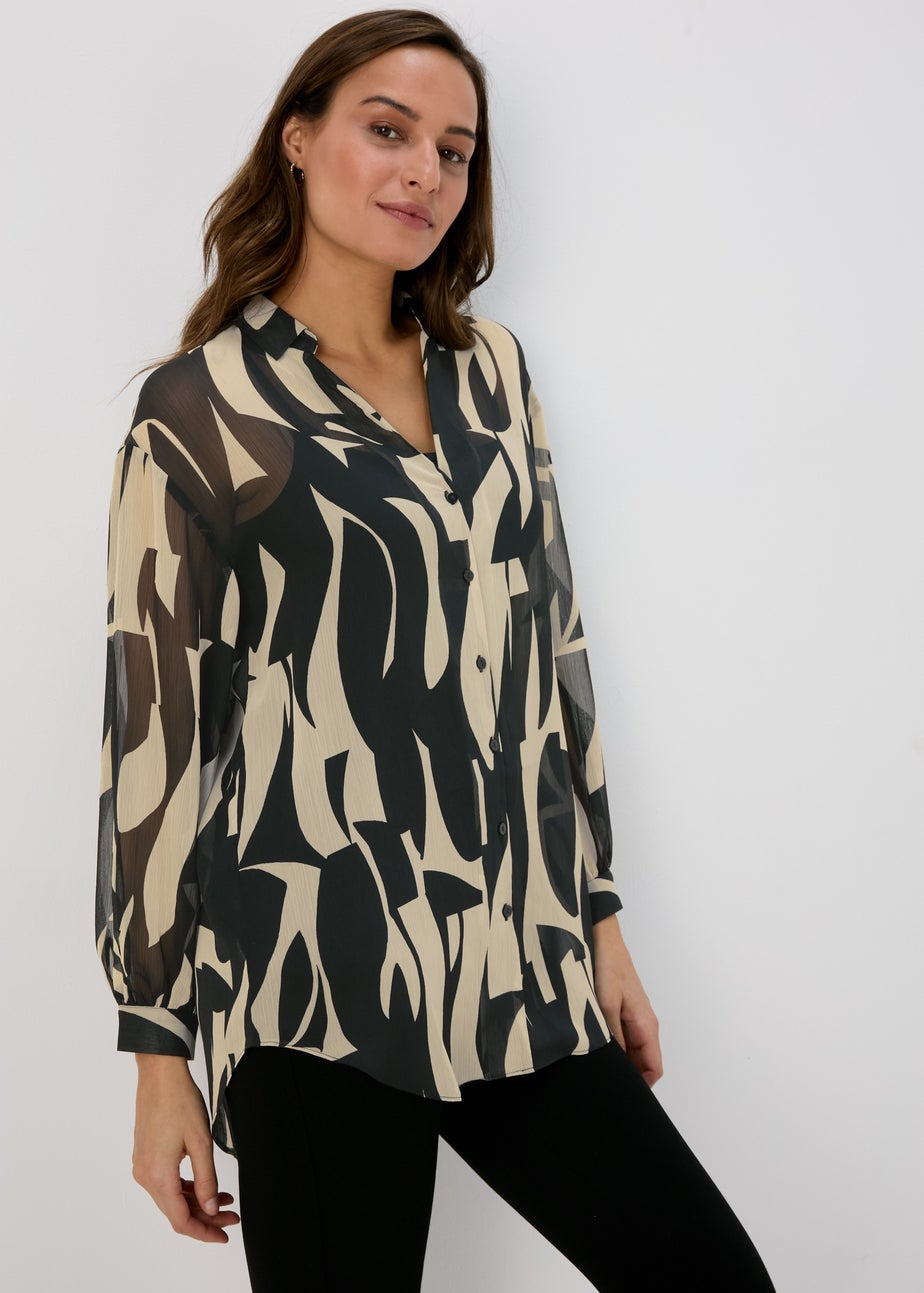Et Vous Black & White Print Blouse