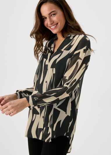 Et Vous Black & White Print Blouse