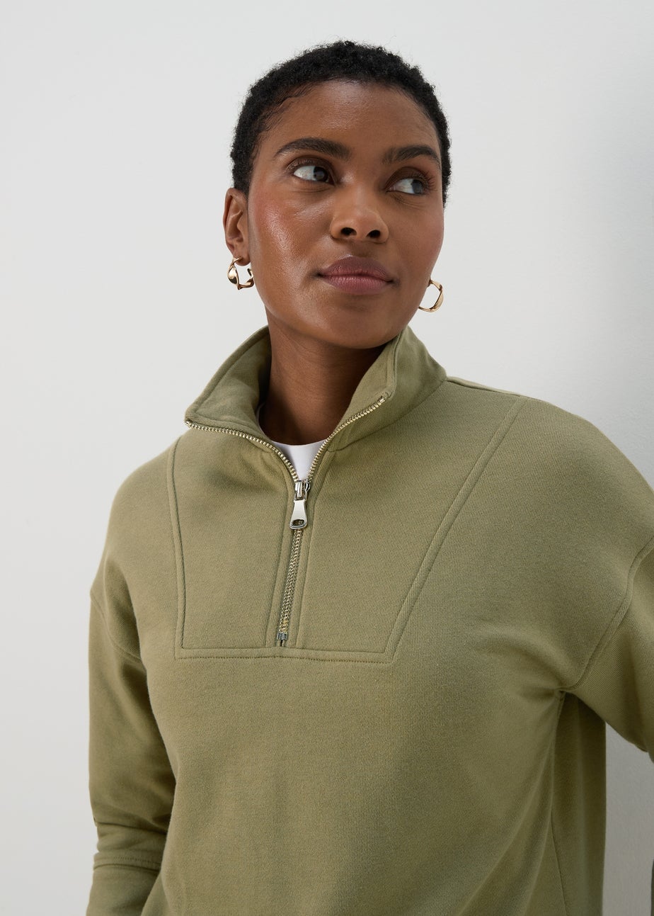 Khaki Half Zip Top