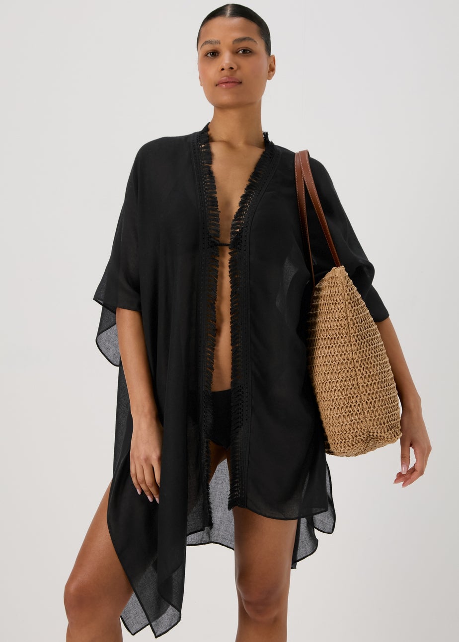 Black Solid Kimono